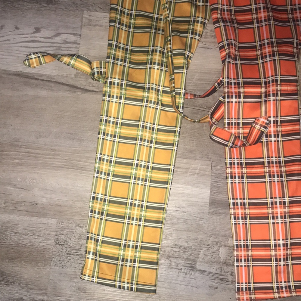 Blush Mark bicolor yellow and orange plaid straps pants size medium - Picture 12 of 13